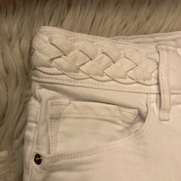 FRAME Baggy Palazzo Wide Leg High Rise Braided Waistline White Denim Jeans 27 - Picture 5 of 12